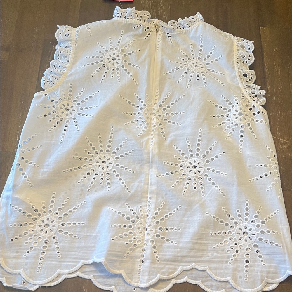 Kate Spade White Eyelet Ruffle Blouse 4 new - Picture 6 of 7